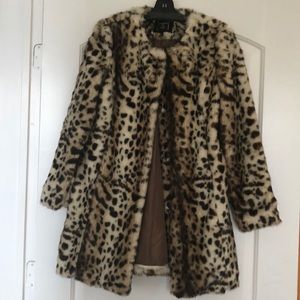 Leopard faux fur coat